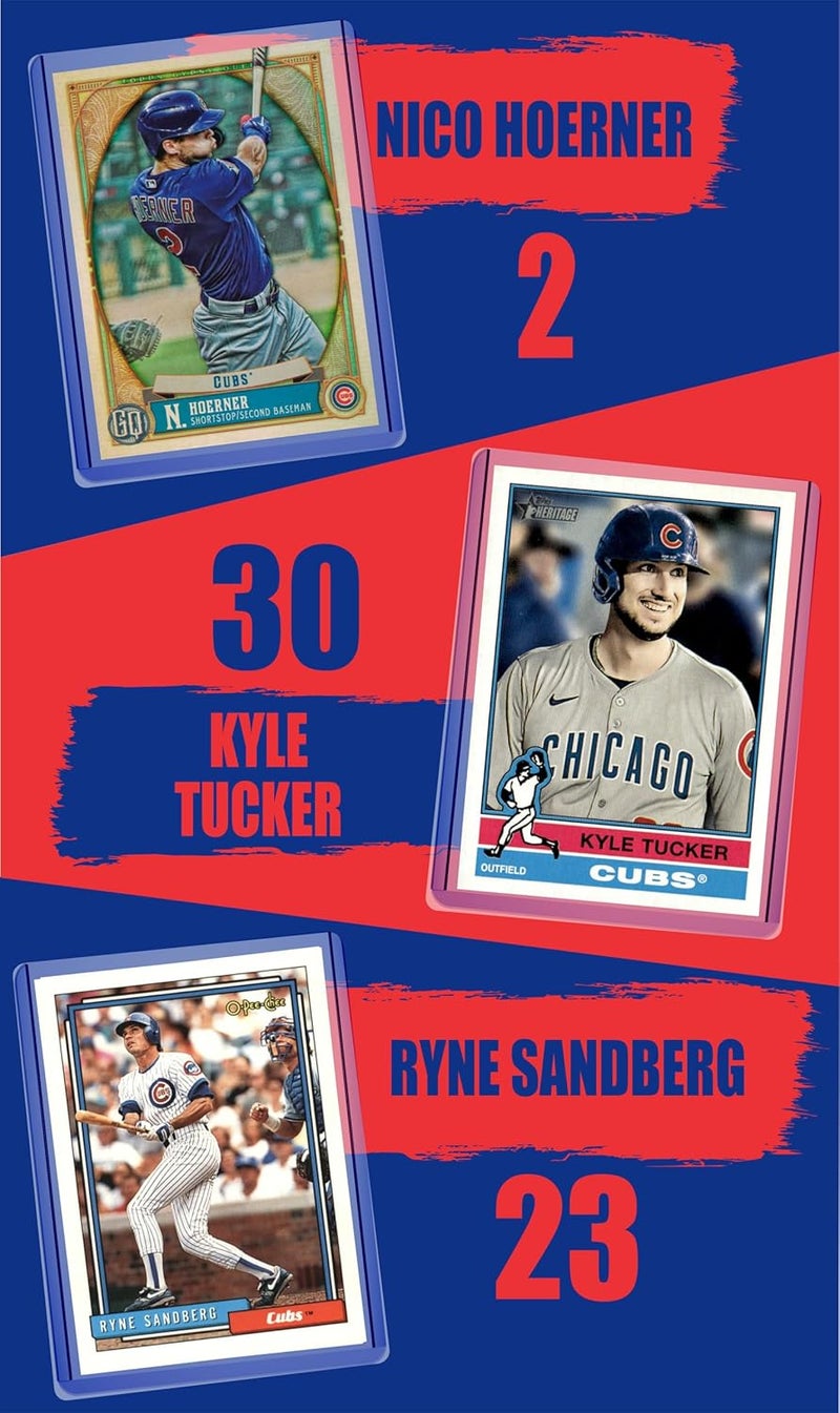 Chaser Chicago Cubs Baseball Cards: Pete Crow-Armstrong, Dansby Swanson, Ian Happ, Nico Hoerner, Kyle Tucker, Ryne Sandberg, Seiya Suzuki, Matthew Boyd ASSORTED Baseball Stars and GOATs Trading Card and Wristbands Gift Pack - Image 3